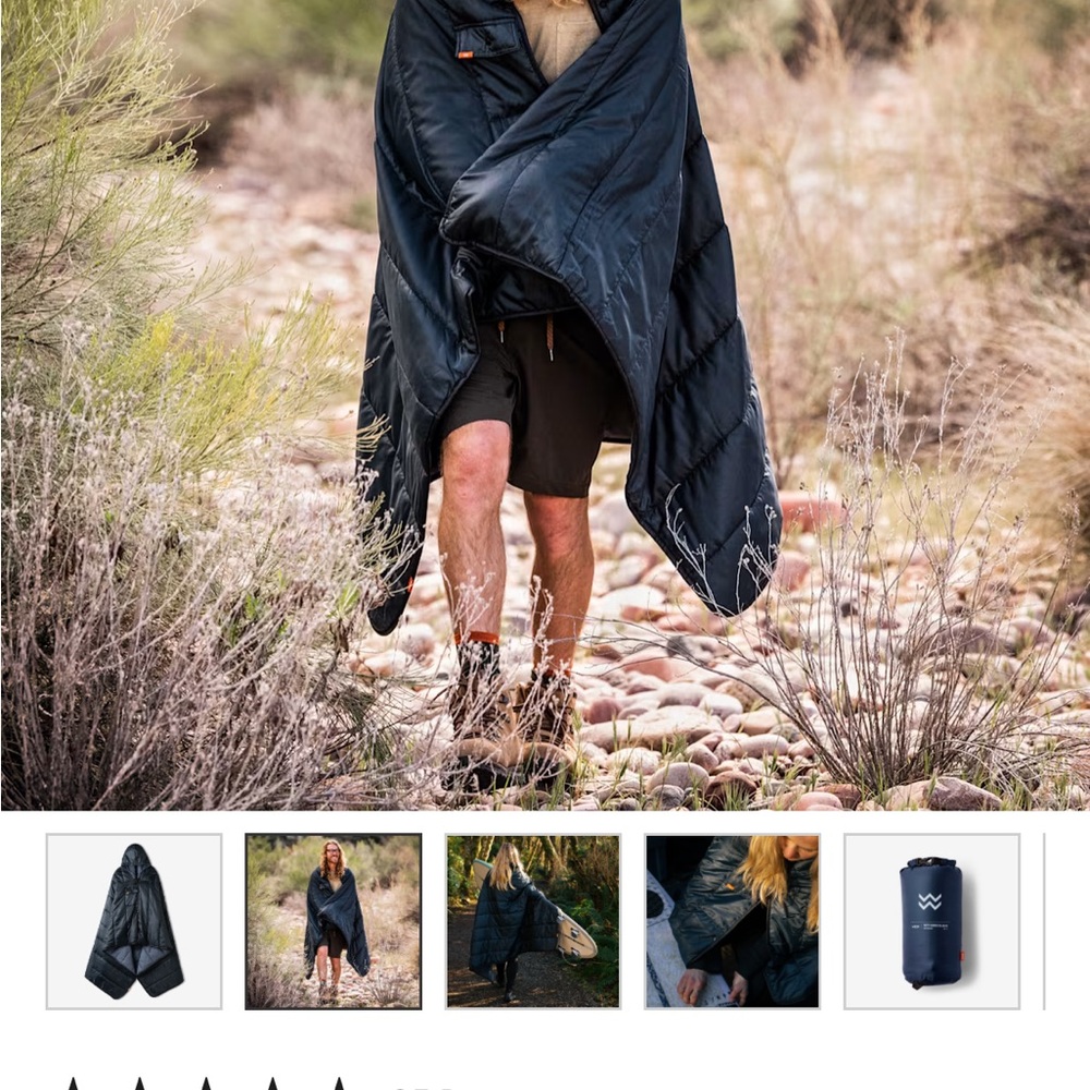 Wren Fluffy Blanket Poncho, 46”x75” New IN Package, Navy with orange trim.